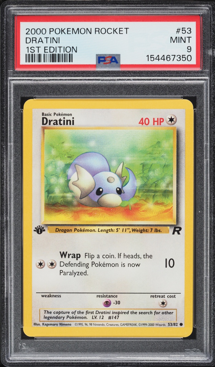 2000 Pokemon Team Rocket 1st Edition Dratini #53 PSA 9 MINT