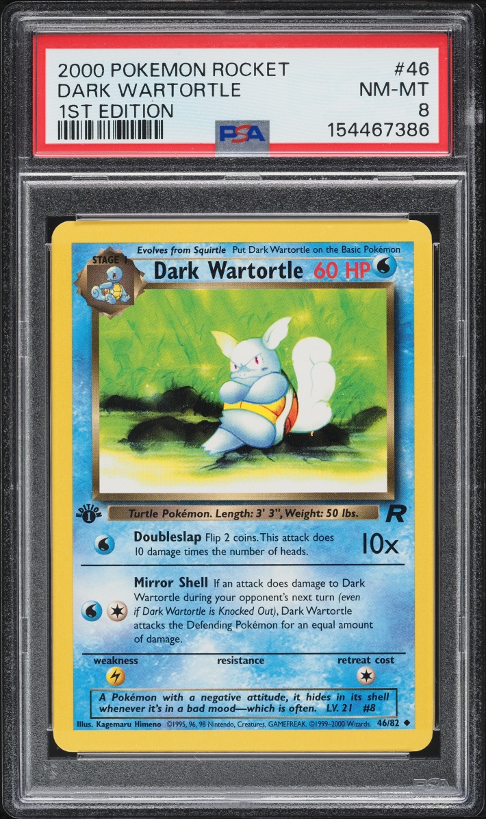 2000 Pokemon Team Rocket 1st Edition Dark Wartortle #46 PSA 8 NM-MT