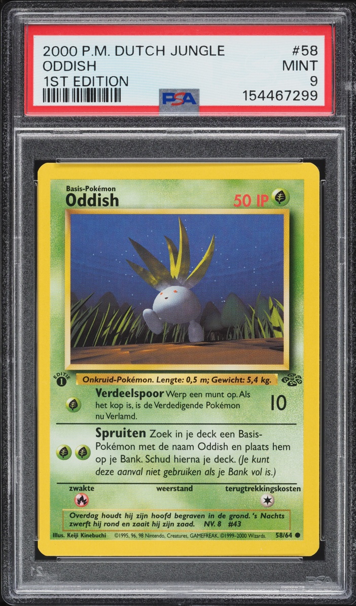 2000 Pokemon Dutch Jungle 1st Edition Oddish #58 PSA 9 MINT