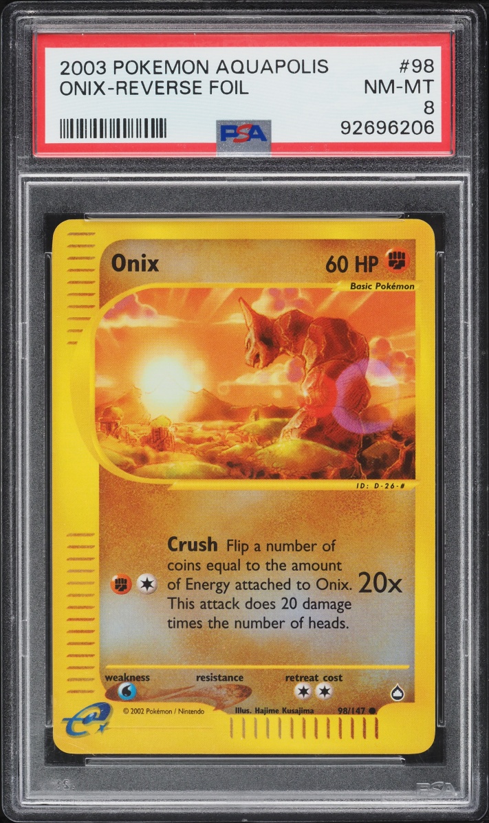 2003 Pokemon Aquapolis Reverse Holo Onix #98 PSA 8 NM-MT