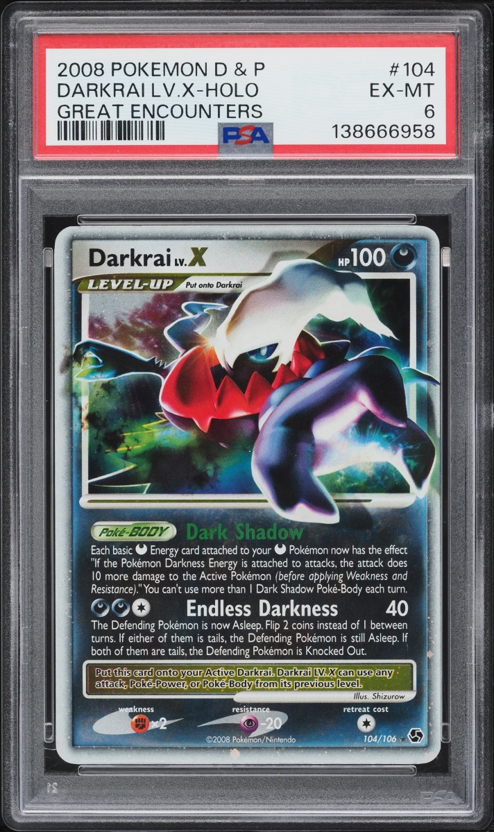 2008 Pokemon Diamond & Pearl Great Encounters Holo Darkrai LV.X #104 PSA 6 EXMT