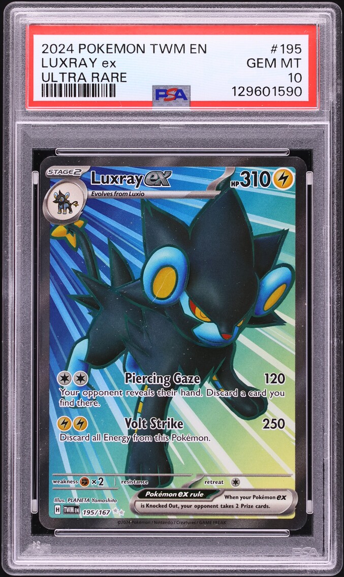 2024 Pokemon Scarlet & Violet Twilight Masquerade Full Art Luxray ex #195 PSA 10 GEM MINT