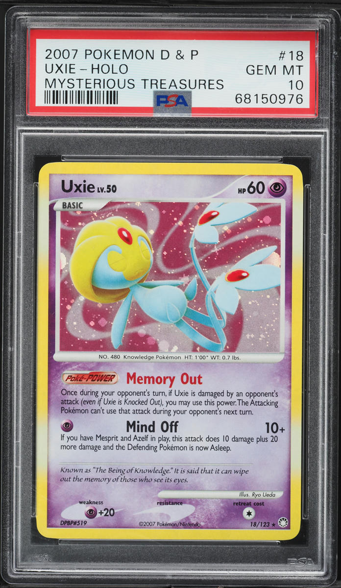2007 Pokemon Diamond & Pearl Mysterious Treasures Holo Uxie #18 PSA 10 GEM MINT