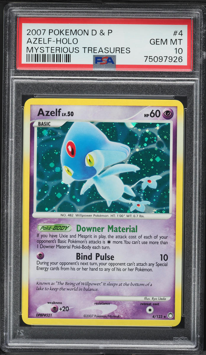 2007 Pokemon Diamond & Pearl Mysterious Treasures Holo Azelf #4 PSA 10 GEM MINT