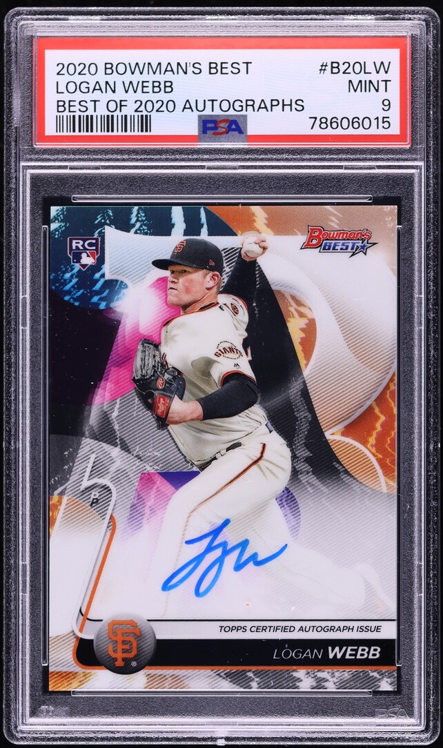 2020 Bowman's Best Of '20 Logan Webb ROOKIE AUTO #B20LW PSA 9 MINT