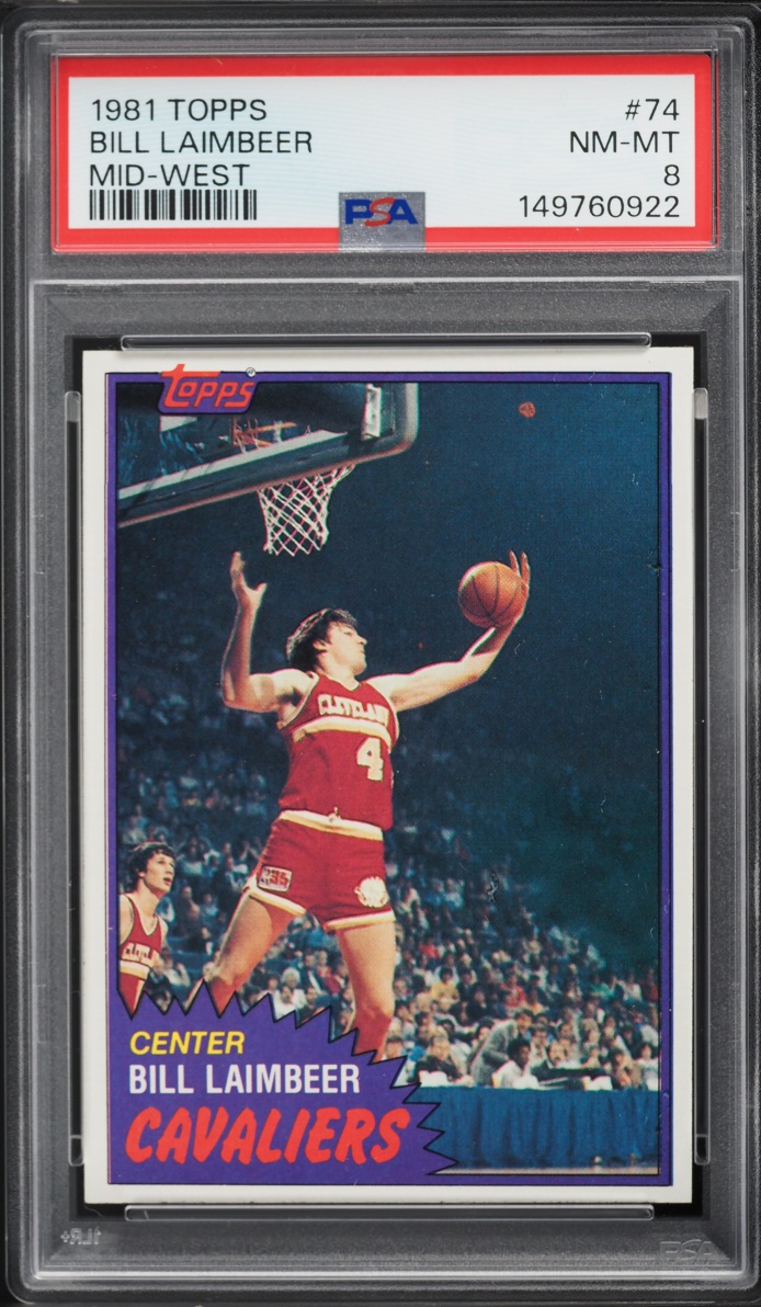1981 Topps Basketball Bill Laimbeer ROOKIE, MIDWEST #74 PSA 8 NM-MT
