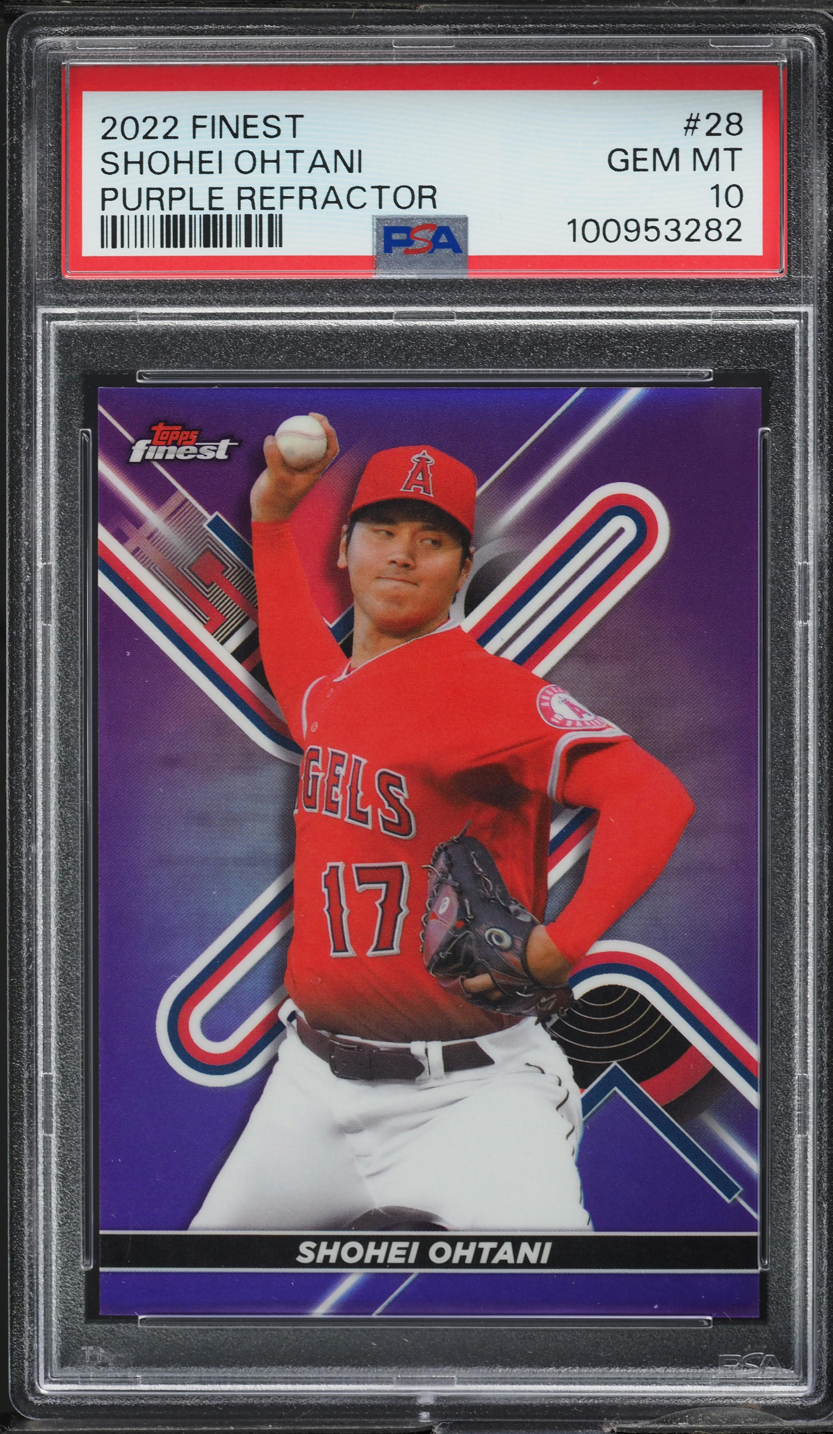 2022 Finest Purple Refractor Shohei Ohtani /250 #28 PSA 10