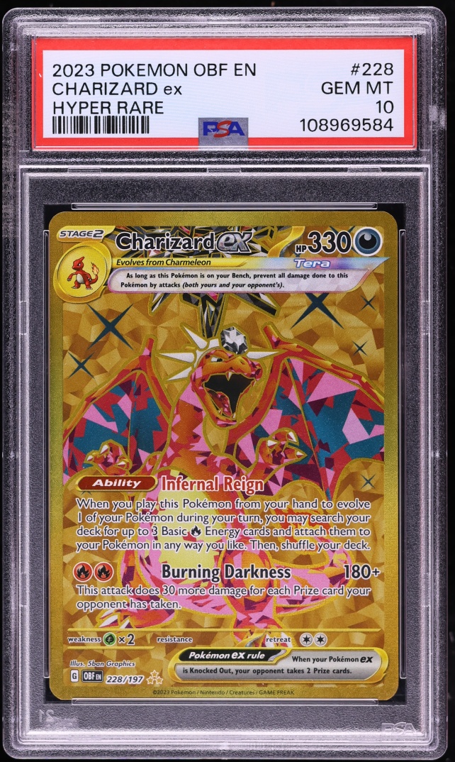 2023 Pokemon Scarlet & Violet Obsidian Flames Gold Rare Charizard Ex #228 PSA 10 GEM MINT