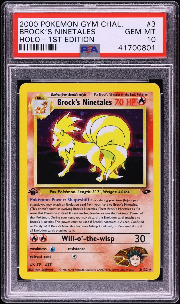 2000 Pokemon Gym Challenge 1st Edition Holo Brock's Ninetales #3 PSA 10 GEM MINT