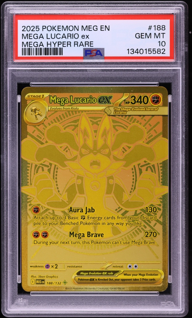 2025 Pokemon Mega Evolution MHR Mega Lucario ex #188 PSA 10 GEM MINT