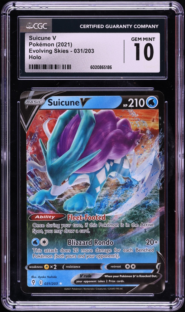 2021 Pokemon Sword & Shield Evolving Skies Suicune V #31 CGC 10 GEM MINT