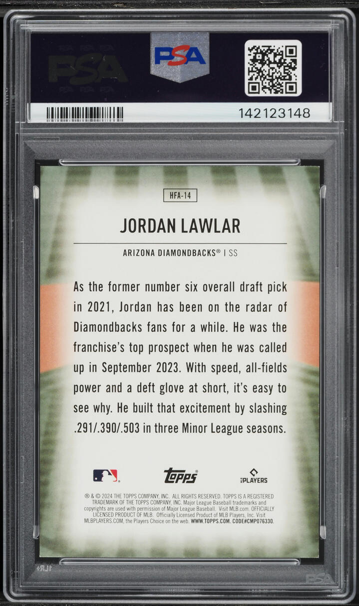 2024 Topps Home Field Advantage Jordan Lawlar #HFA-14 PSA 9 MINT