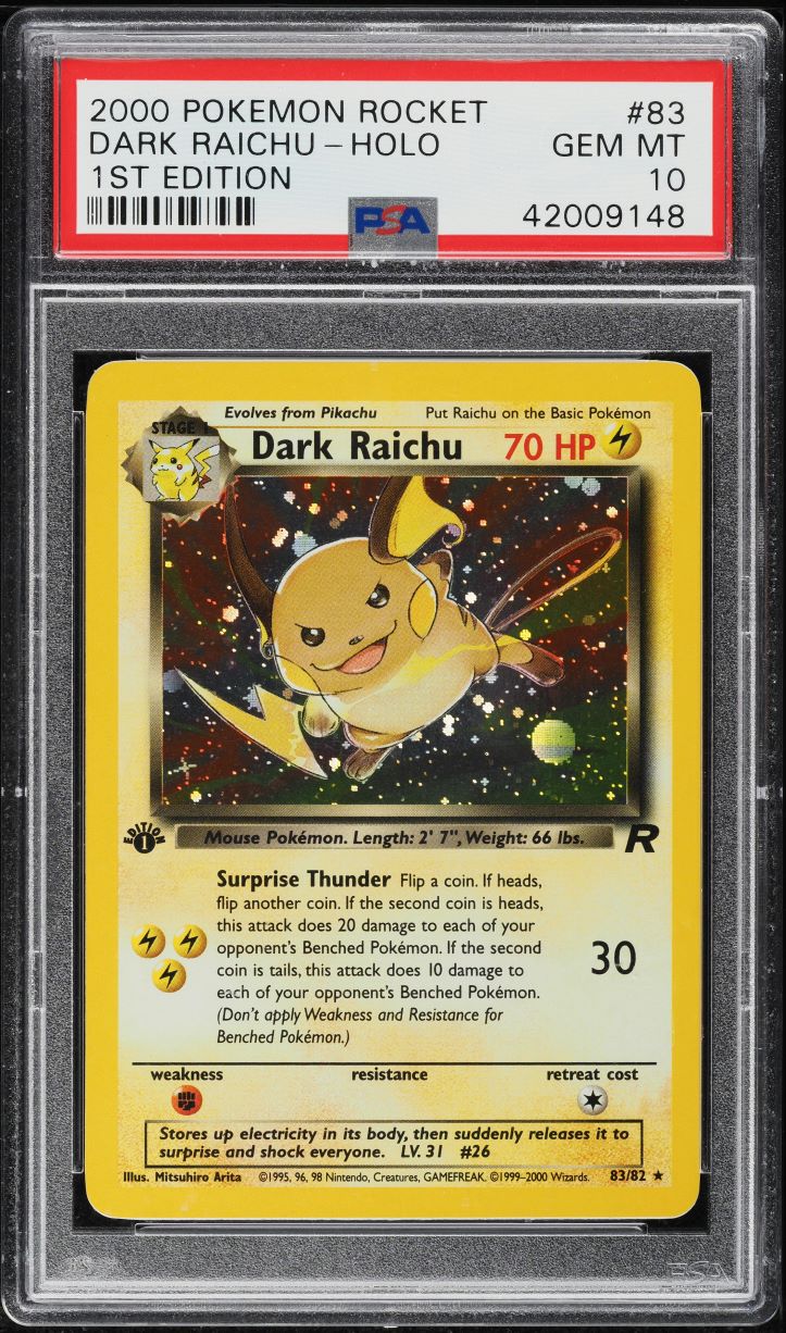 2000 Pokemon Team Rocket 1st Edition Holo Dark Raichu #83 PSA 10 GEM MINT