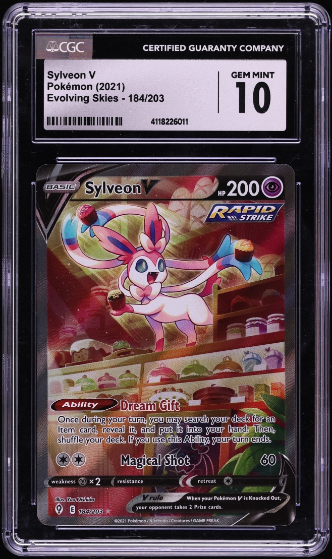 2021 Pokemon Sword & Shield Evolving Skies Alt Art Sylveon V #184 CGC 10 GEM MINT