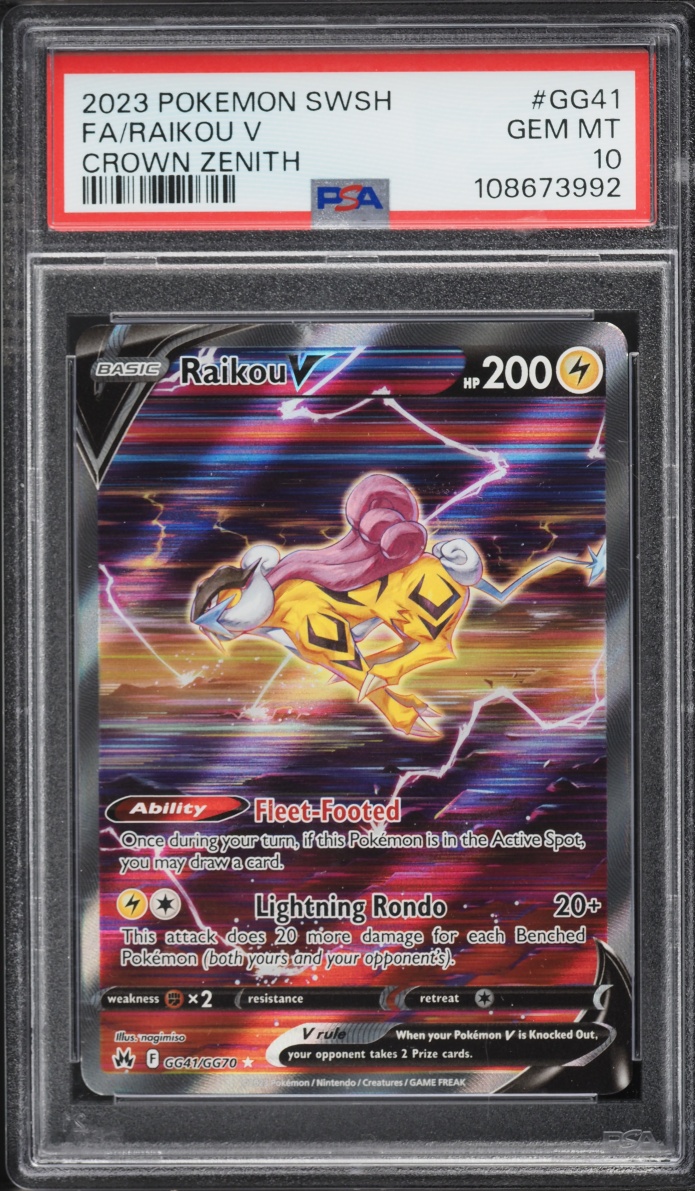 2023 Pokemon Sword & Shield Crown Zenith Full Art Raikou V #GG41 PSA 10 GEM MINT