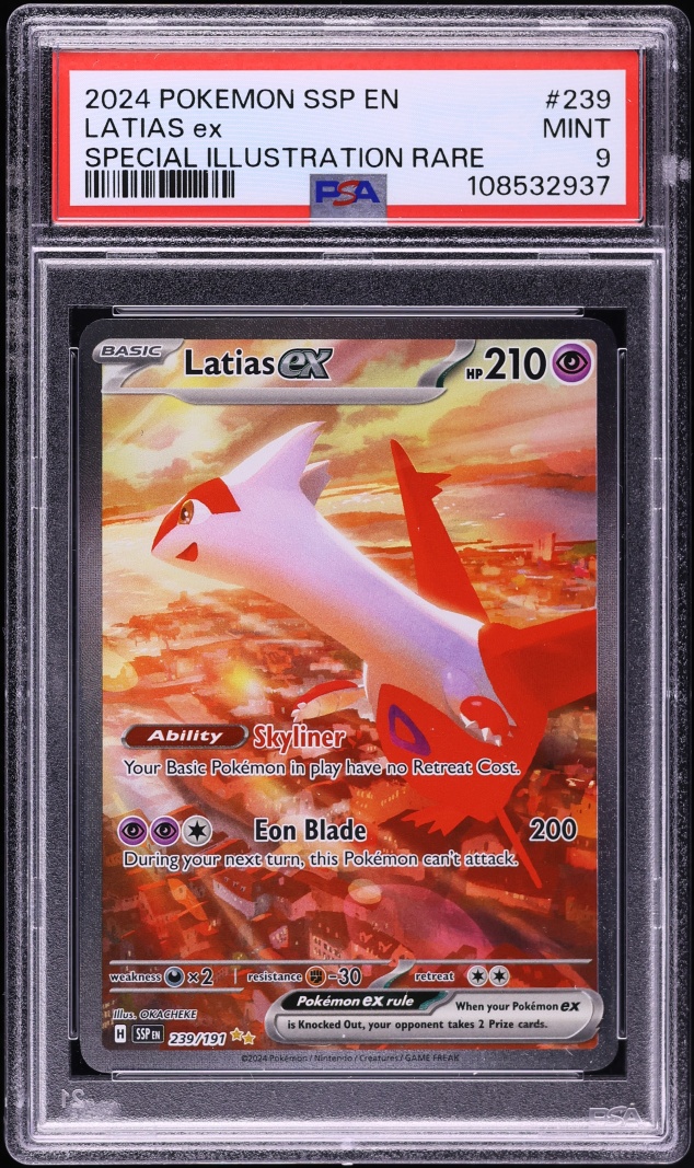 2024 Pokemon Scarlet & Violet Surging Sparks SIR Latias ex #239 PSA 9 MINT