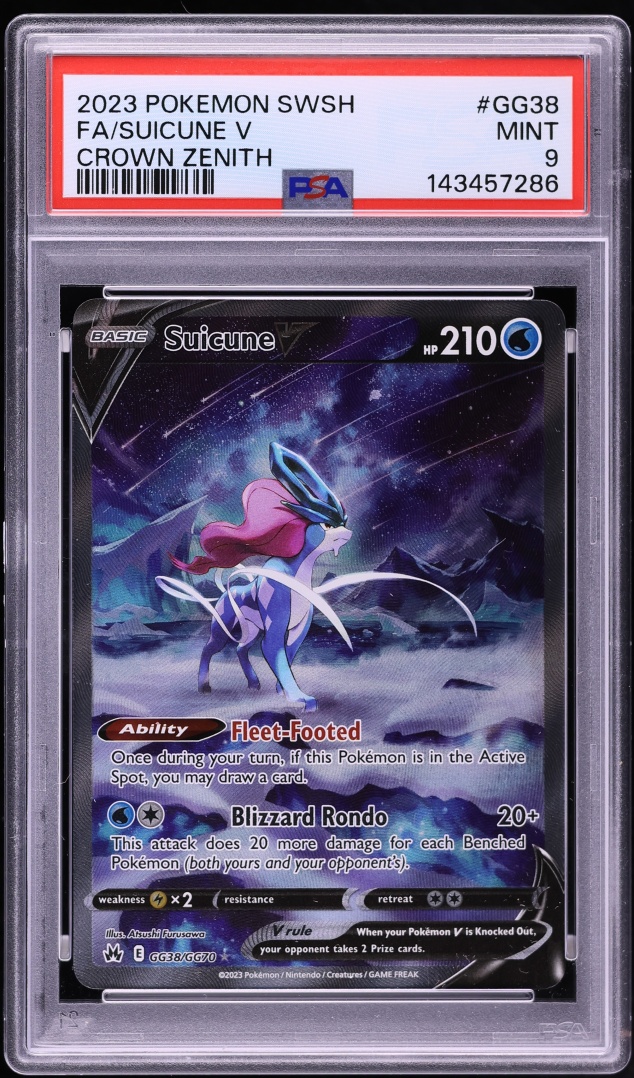 2023 Pokemon Sword & Shield Crown Zenith Full Art Suicune V #GG38 PSA 9 MINT
