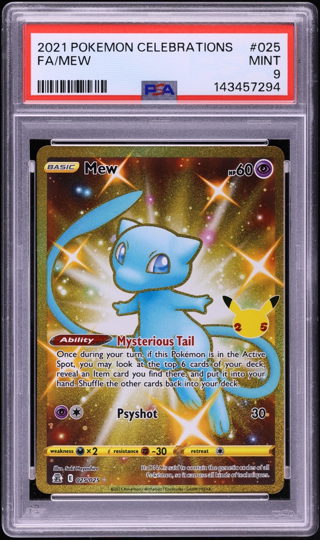 2021 Pokemon Sword & Shield Celebrations Gold Rare Mew #25 PSA 9 MINT