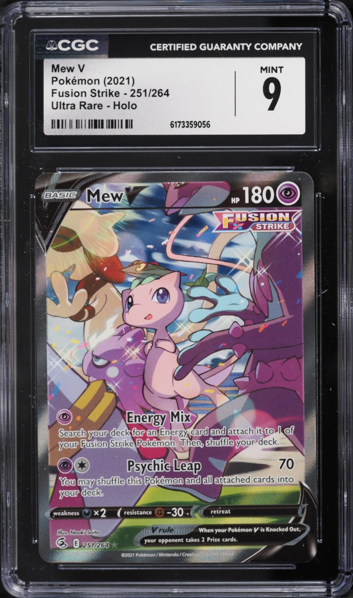 2021 Pokemon Sword & Shield Fusion Strike Full Art Mew V #251 CGC 9 MINT