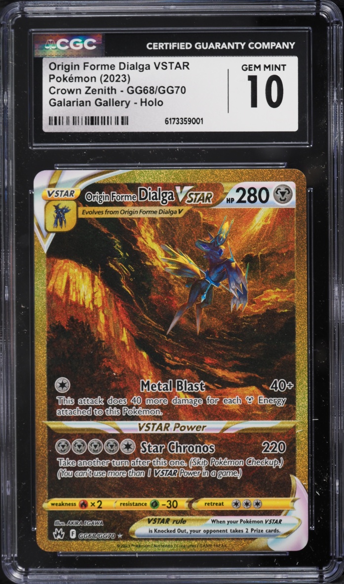 2023 Pokemon Sword & Shield Crown Zenith Gold Rare Origin Forme Dialga VSTAR #GG68 CGC 10