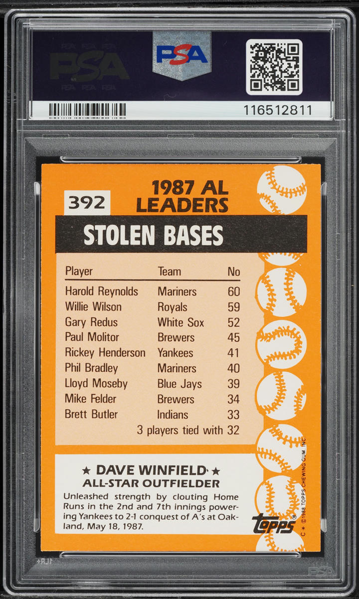 1988 Topps Tiffany Dave Winfield #392 PSA 10 GEM MINT