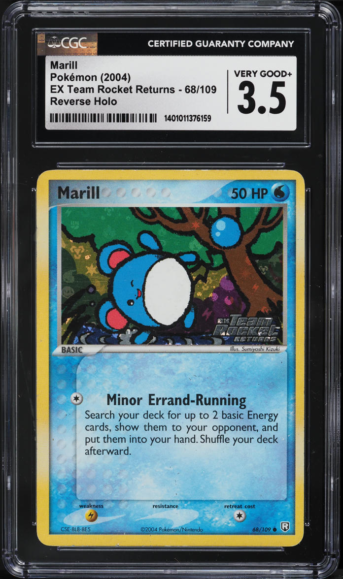 2004 Pokemon EX Team Rocket Returns Reverse Holo Marill #68 CGC 3.5 VG+