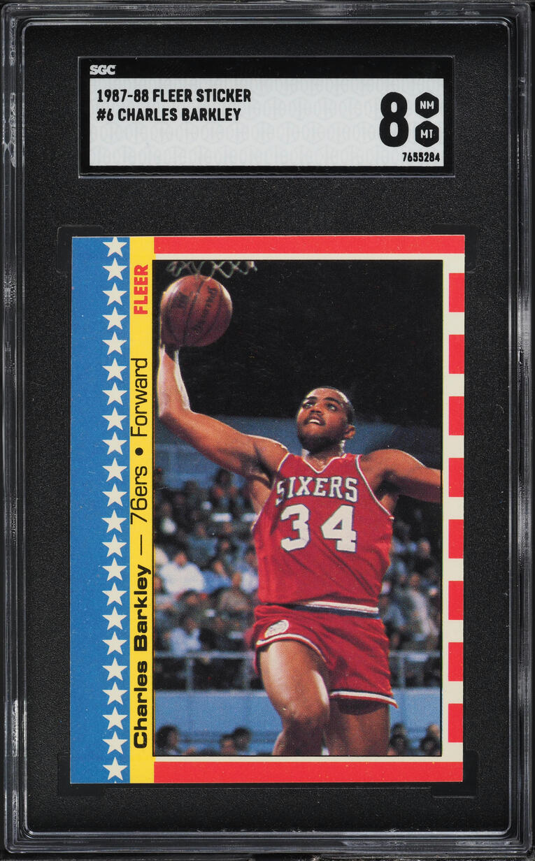 1987 Fleer Sticker Charles Barkley #6 SGC 8 NM-MT