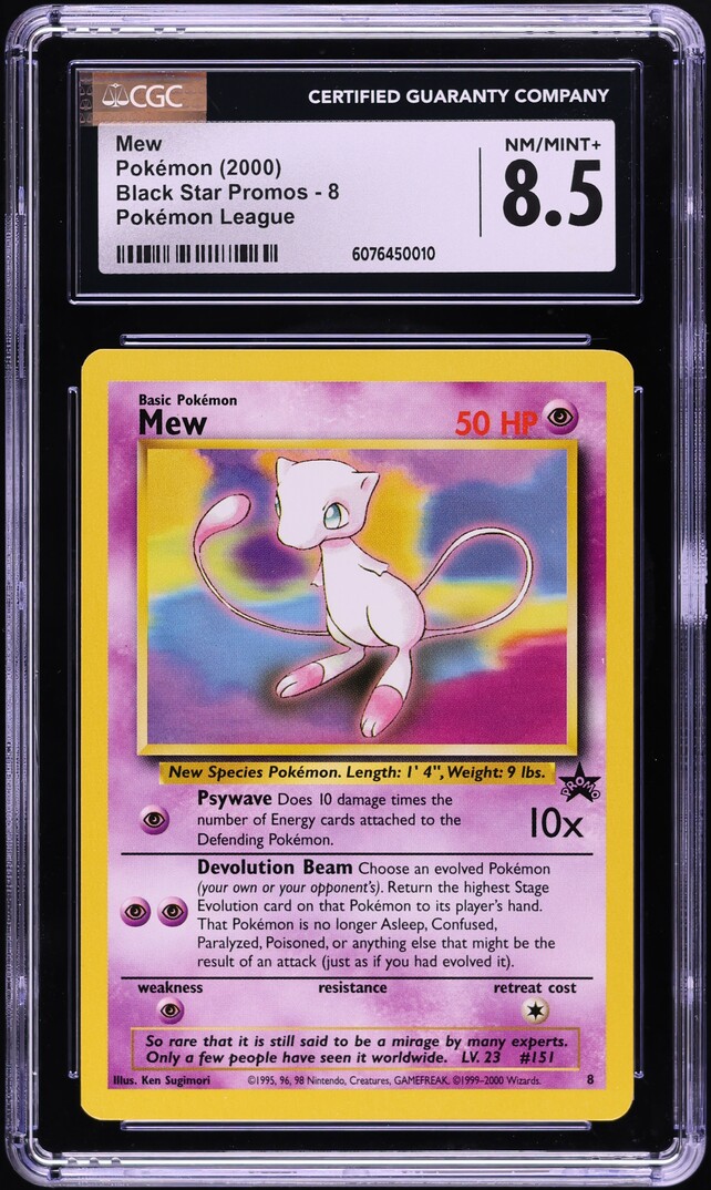 2000 Pokemon League Black Star Promo Mew #8 CGC 8.5 NM-MT+ - Main Image