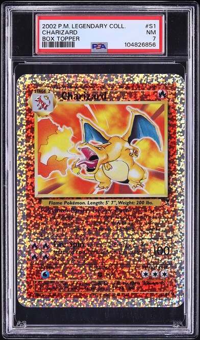 2002 Pokemon Legendary Collection Box Topper Charizard #S1 PSA 7 NRMT