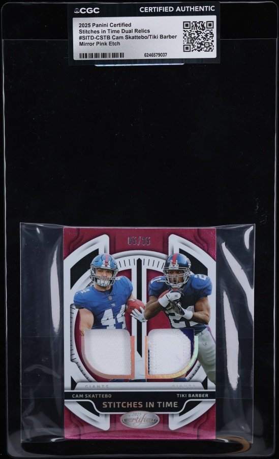 2025 Panini Certified Stitches In Time Mirror Pink Skattebo Barber PATCH /35 #SITDCSTB CGC AUTH