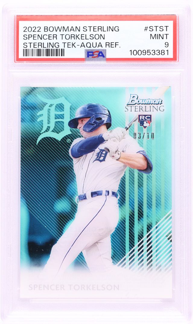 2022 Bowman Sterling Tek Aqua Refractor Spencer Torkelson ROOKIE /10 #ST-ST PSA 9 MINT