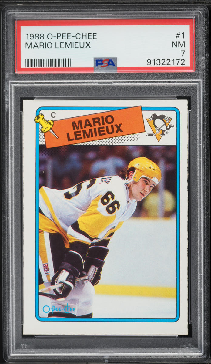 1988 O-Pee-Chee Hockey Mario Lemieux #1 PSA 7 NRMT