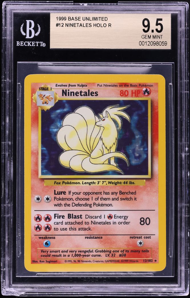 1999 Pokemon Base Set Holo Ninetales #12 BGS 9.5 GEM MINT