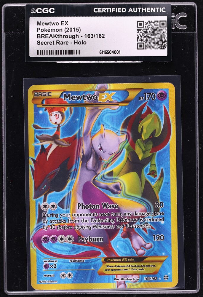 2015 Pokemon XY BREAKthrough SEC Mewtwo EX #163 CGC AUTH