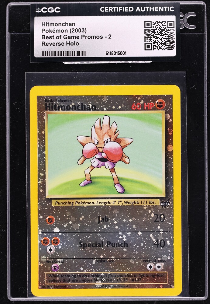 2003 Pokemon Best Of Game Promo Reverse Holo Hitmonchan #2 CGC AUTH