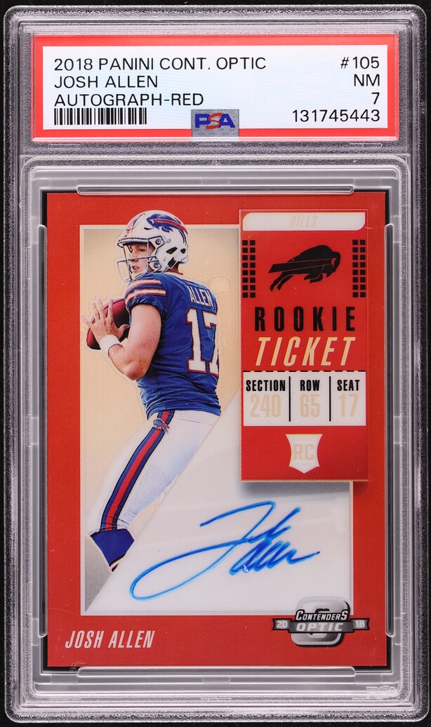 2018 Panini Contenders Optic Red Josh Allen ROOKIE AUTO /99 #105 PSA 7 NRMT