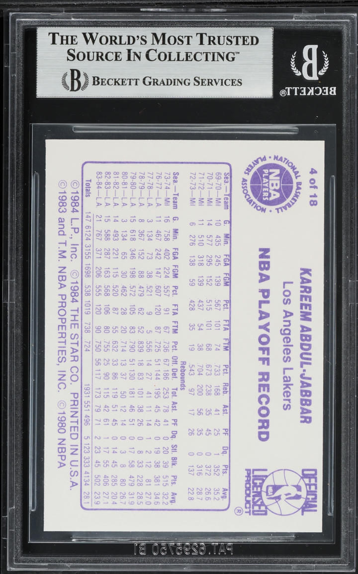 1985 Star Basketball Kareem Abdul-Jabbar #4 BGS 8.5 NM-MT+