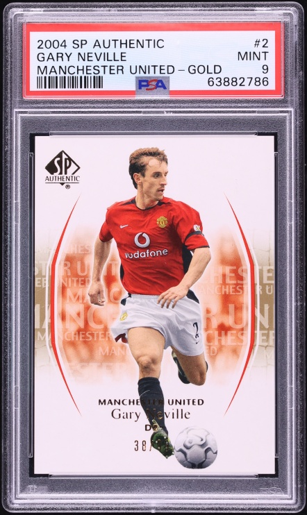 2004 SP Authentic Manchester United Gold Gary Neville /99 #2 PSA 9 MINT - Photo 1