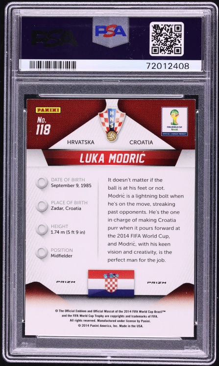 2014 Panini Prizm World Cup Silver Luka Modric #118 PSA 9 MINT - Photo 2