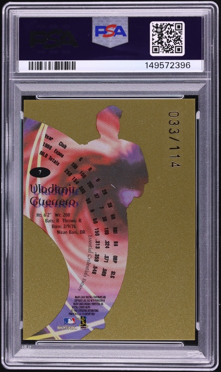 1999 Skybox E-X Century Essential Credentials Future Vladimir Guerrero /114 #7 PSA 8 NM-MT - Photo 2