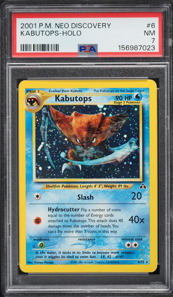 2001 Pokemon Neo Discovery Holo Kabutops #6 PSA 7 NRMT