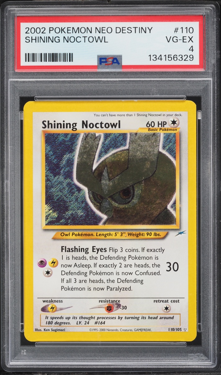 2002 Pokemon Neo Destiny Holo Shining Noctowl #110 PSA 4 VGEX