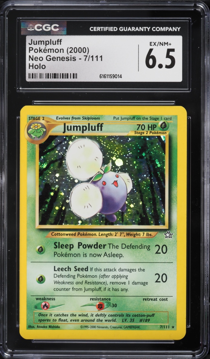 2000 Pokemon Neo Genesis Holo Jumpluff #7 CGC 6.5 EXMT+