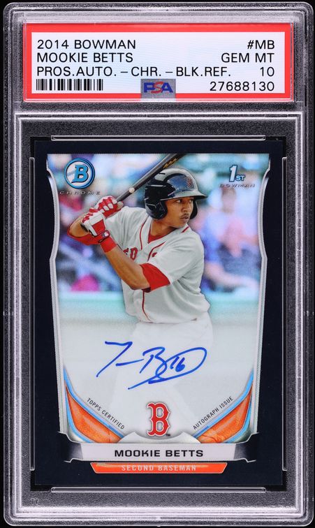 2014 Bowman Chrome Black Refractor Mookie Betts PROSPECT AUTO /99 #BCAP-MB PSA 10 GEM MINT