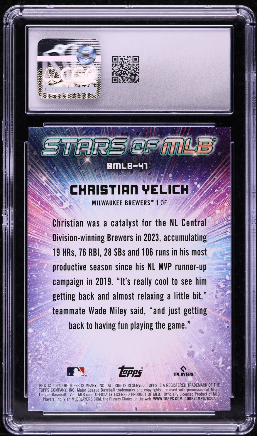 2024 Topps Stars Of MLB Christian Yelich #SMLB-41 CGC 10 GEM MINT