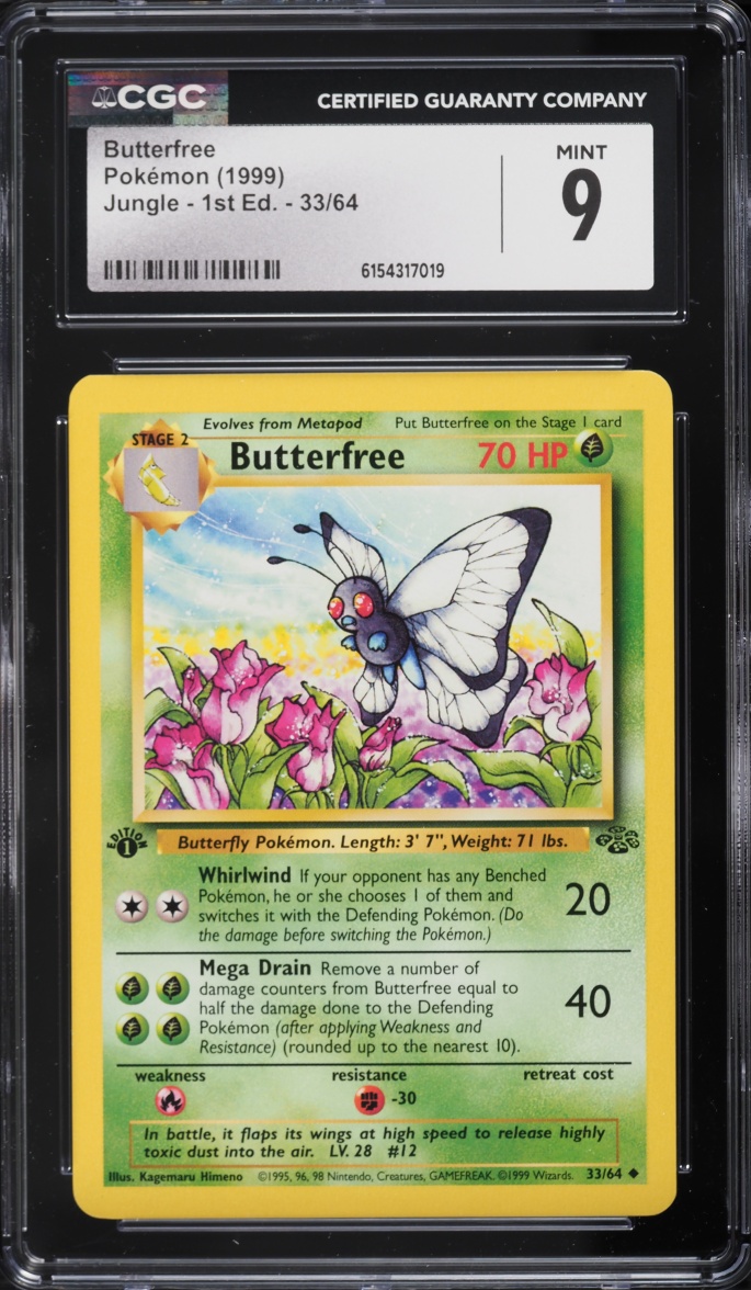 1999 Pokemon Jungle 1st Edition Butterfree #33 CGC 9 MINT