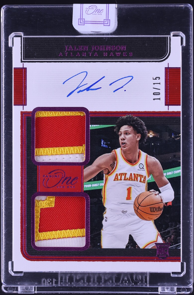 2021 Panini One And One Dual FOTL Pink Jalen Johnson ROOKIE PATCH AUTO /15 #RD-JJN - Photo 1