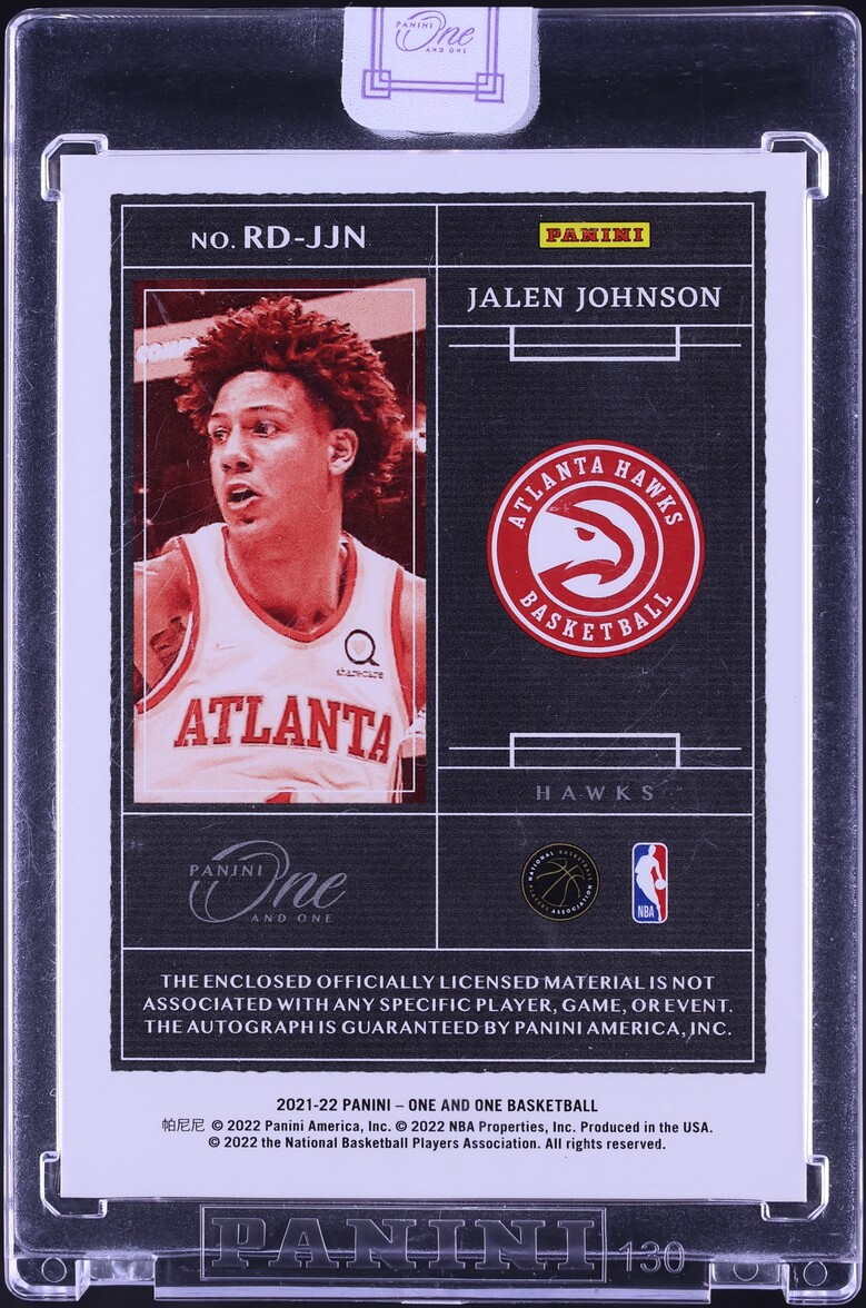 2021 Panini One And One Dual FOTL Pink Jalen Johnson ROOKIE PATCH AUTO /15 #RD-JJN - Photo 2