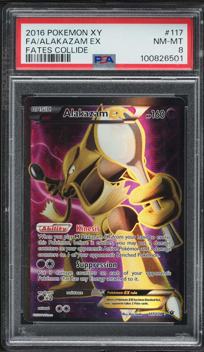 2016 Pokemon XY Fates Collide Full Art Alakazam EX #117 PSA 8 NM-MT