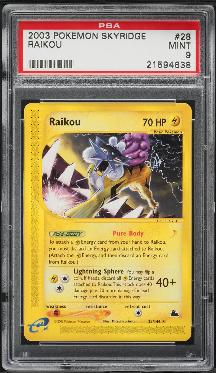 2003 Pokemon Skyridge Raikou #28 PSA 9 MINT